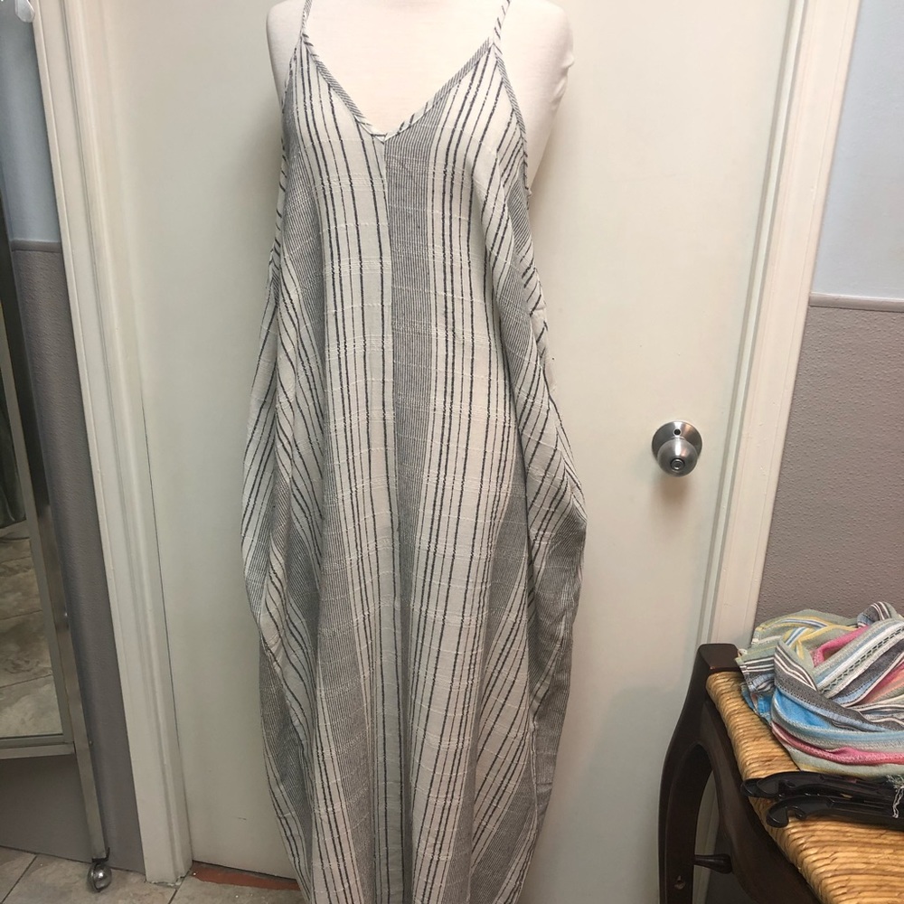 Elan Black and white striped maxi dress